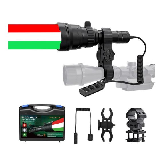 Taktische 3-Farb-1-Zoom-Taschenlampe KL62Plus für die Jagd mit Montage Intensitätskontrolle – Ideal für Hog Coyote Varmint