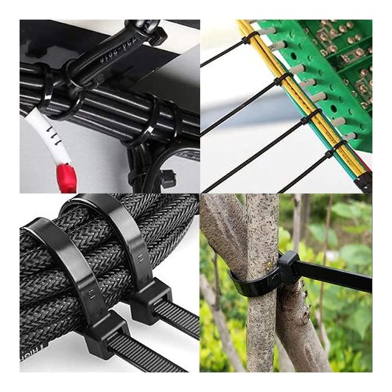 100 Stück Selbstsichernde Nylon Kabelbinder Set – Industrie Cable Ties für Kabelorganisation in Büro Garten & Innen-/Außenbereichen – UV-Beständig Ideal zur Bündelung von Kabeln