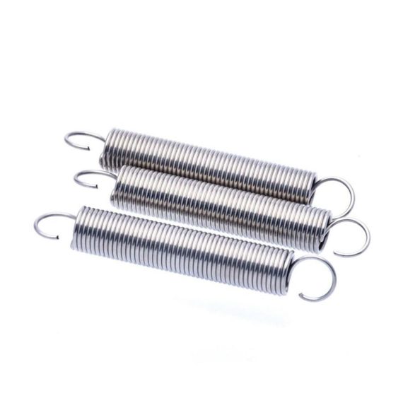 Edelstahl Spannhülsen mit schraubenförmiger Zugfeder 2 Haken 120 mm Länge - Ersatzfedern (2 Stück) für sicheren Halt und Silberglanz 12 mm Drahtstärke 10 mm Durchmesser