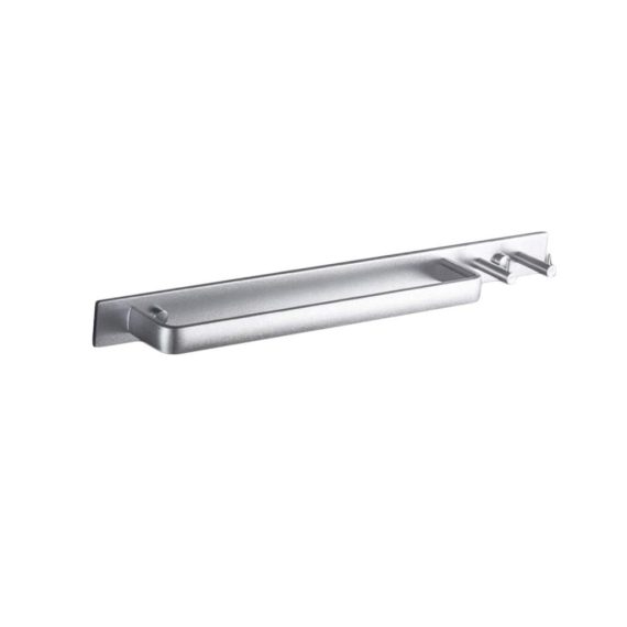 Aluminium Handtuchhalter Gabriera – Platzsparende Wandmontage 39-62 cm mit 2 Haken für Badezimmer und Küche Silber