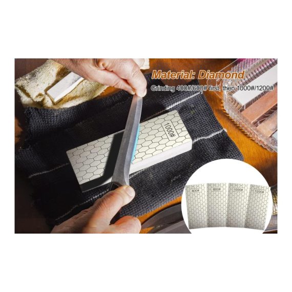 Diamant Schleifsteine Set 4-teilig - Profi Abziehsteine 400/600/1000/1200 für Küchengeräte und Outdoor Präzise Schärfe für Messer und Werkzeuge