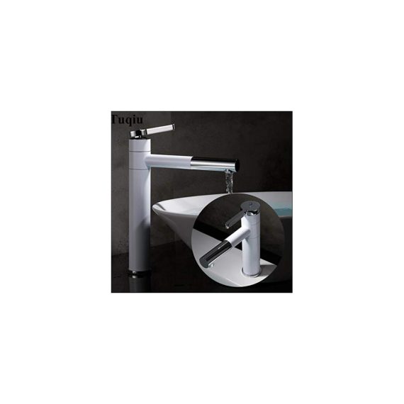 360 Grad drehbarer Touch-On-Wasserhahn G0000D für Waschbecken – Modernes Design in Weiß Schwarz und Silber – Verchromte Armatur mit innovativer Technologie