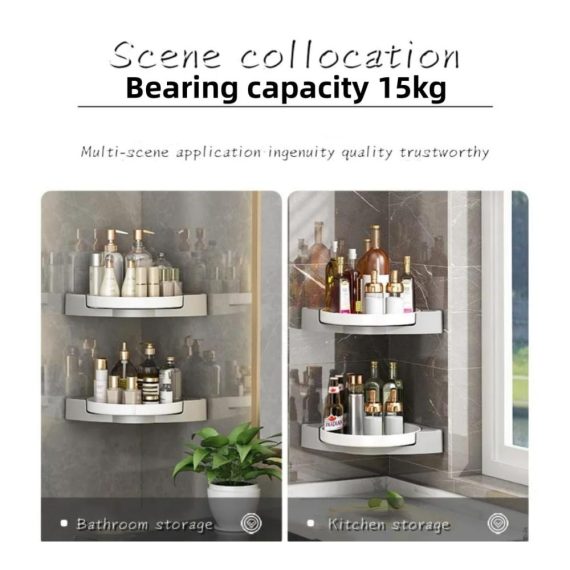 360° Drehbares Eck-Duschregal | Organizer-Regal für Badezimmer und Küche | Ohne Bohren | Platzsparendes Dusch-Lazy-Susan-Regal (1 STÜCK