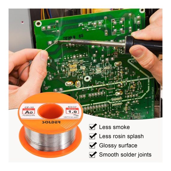 Elektronik Lötzinn Set - 4 Stück 50g Lötzinn mit Kolophoniumkern und Flussmittel | Lötdraht für Reparatur & Elektrolöten (06/08/1 mm) - Ideal für Heimwerken