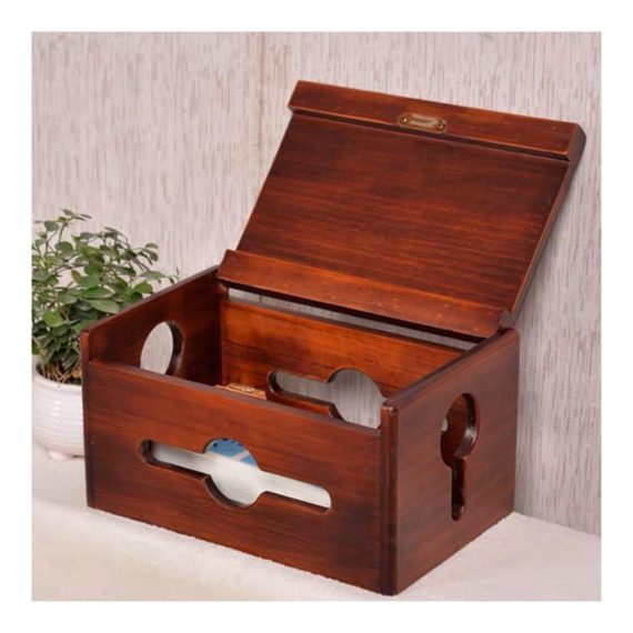 Bodenabdeckungen Kabelbox Handgefertigte Aufbewahrungsbox aus Kiefernholz für Steckdosenleiste und Kabelmanagement - Organizer für ein ordentliches Braunholz-Design (28x18x15cm