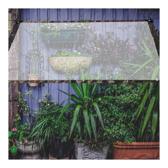Klarsichtplane 2x3m mit Ösen und 14 Spanngummis – Wasserdichte Abdeckplane für Gartenmöbel Zelt und Draußen – Transparente Plane aus Kunststoff für optimalen Schutz
