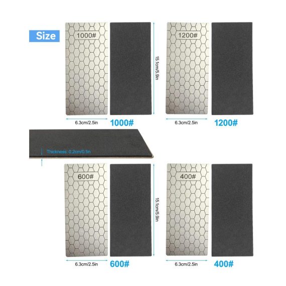 Diamant Schleifsteine Set 4-teilig - Profi Abziehsteine 400/600/1000/1200 für Küchengeräte und Outdoor Präzise Schärfe für Messer und Werkzeuge