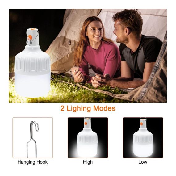 Campinglaternen Set - 2 Stück LED Lampen Tragbar USB Wiederaufladbar Dimmbar Wasserdicht - Ideale Lichtquelle für Wandern Garten Outdoor-Aktivitäten