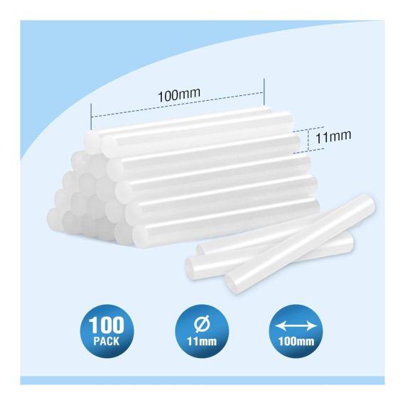 Heißklebepatronen 100x11mm - Transparente Heißklebestifte (100 Stück) für Heißklebepistolen ideal für Heimwerker Handwerk und Freizeitprojekte