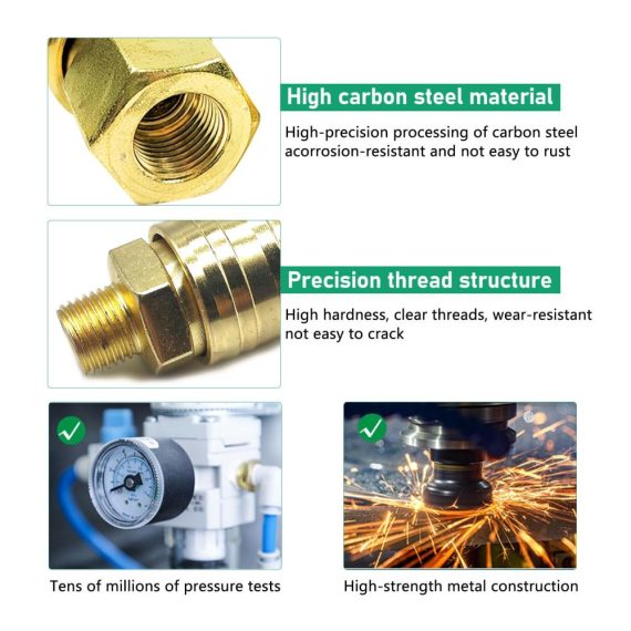 Druckluftkupplungen-Set 10 Schnellkupplungen 1/4 Zoll NPT & BSP Druckluft Anschluss- und Verbindungsstücke