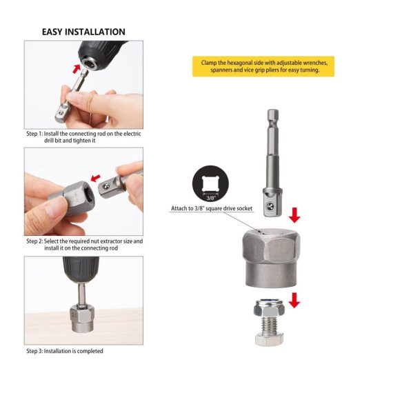 15-teiliges Steckschlüsselset mit Spiralprofil Schraubenausdreher Bolzenextraktor Antrieb Innenvierkant Sockeladapter