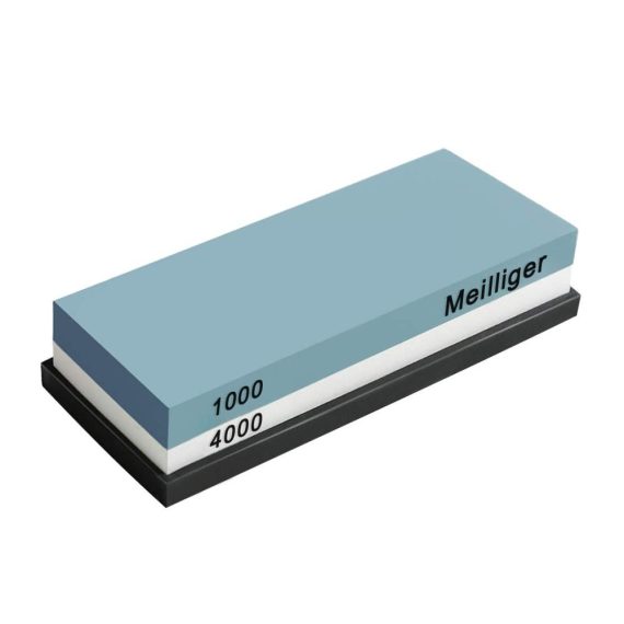 Doppelseitiger Wetzstein-Set für Messerschärfer – Schleifklötze mit Körnung 1000/4000 inklusive Rutschfestem Silikonhalter und Schleifhilfe