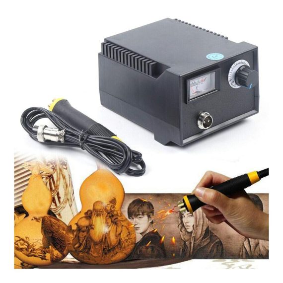 Holzbrennwerkzeuge & Zubehör Profi Pyrographie Maschine Set 23tlg. | Tragbarer Brandmal-Kolben LH40-Z 220V | Inkl. Brennspitzen für Zeichnen Schreiben auf Holz Leder Kürbis