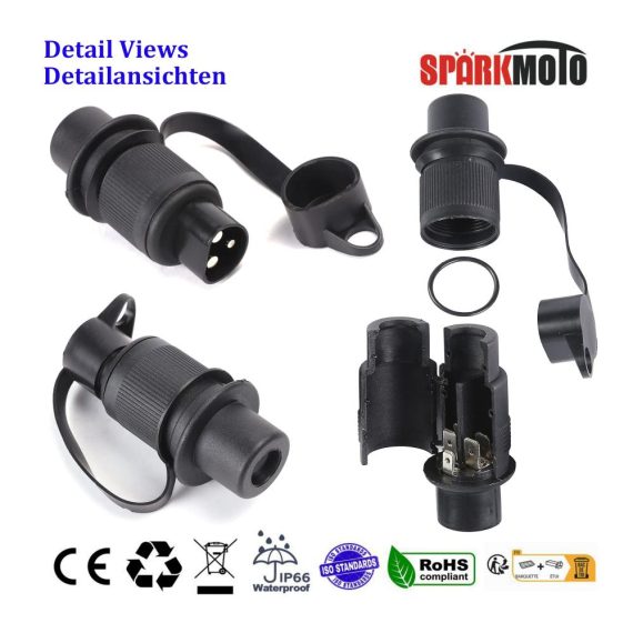 3x3 Poliger Stecker und Steckdose Set für Traktoren - DIN 9680 Wasserdicht 12V/24V 3 Polig 3 Stück