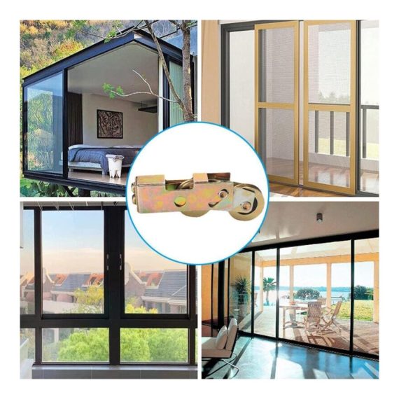 Doppelter Duschtürrollensatz aus hochwertiger Aluminiumlegierung - Rostfrei Schiebetürrollen für einfaches Gleiten geeignet für Tandem-Terrassentüren und Fenster. (32 mm 2 Stück