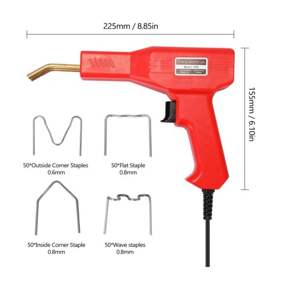 Kunststoffschweißgerät 50W - Reparaturset für Auto-Stoßstangen mit 200 Schweißnägeln - PVC-Reparaturmaschine mit 4 Thermische Hefter