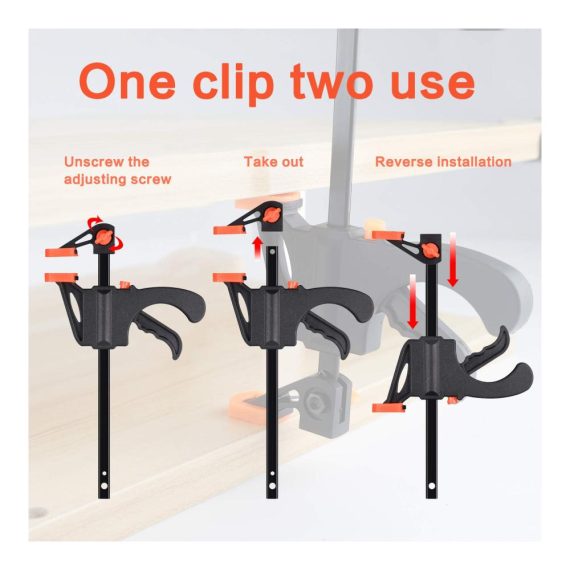 6 Stück Winkelspanner Set - Rechtwinklig Clip Positionierungsquadrate 90 Grad 4 Zoll F-förmige Stangenklemmen für Holzbearbeitung und DIY-Projekte