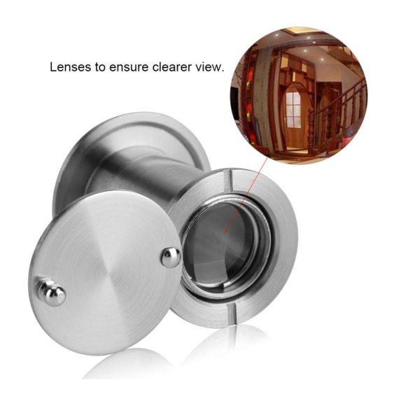 Türspion mit 220-Grad-Weitwinkel und Sichtschutzabdeckung – Home Security Guckloch für 35 mm bis 60 mm Türen Optisches Glas Silberfarben Gebürstet