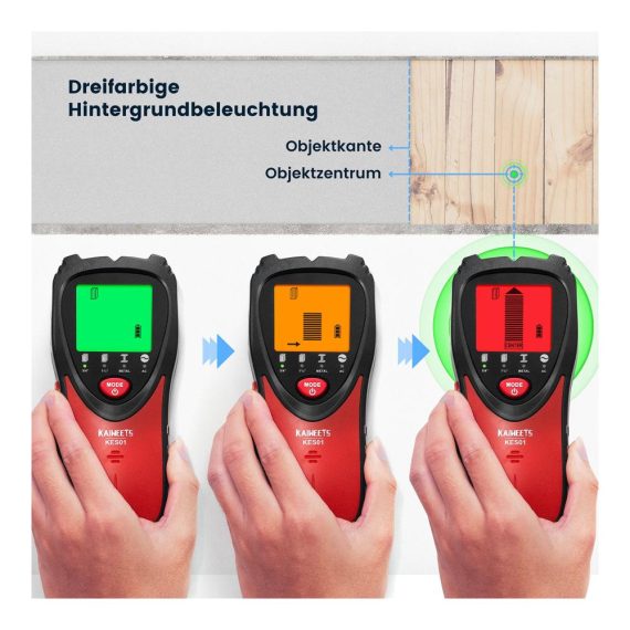 KAIWEETS KES01 Wand Scanner Präzises Feuchtigkeitsmessgerät & Ortungsgerät für Holzbalken Metallrohre & AC-Stromleitungen - Optimale Bohrpositionsermittlung