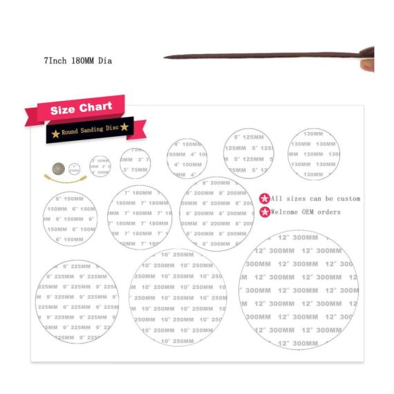 Professionelles Schleifpapier-Set 5 Stück 7 Zoll (180 mm) Haken & Schleifen-Schleifscheiben Trockenschleifen Körnung 120/180/240/320 - Ideal für präzises Polieren und Schleifen von Schleifwerkzeugen