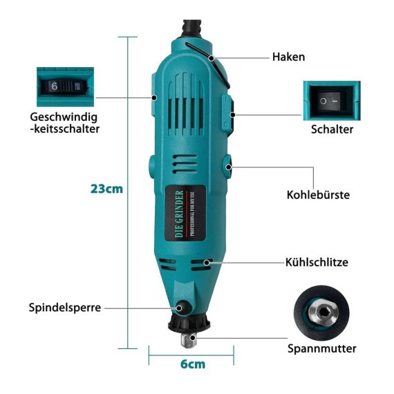226-teiliges Mini Winkelschleifer Set - AUFUN Schleifmaschine für Heimwerker Vielseitiges Multifunktionswerkzeug mit Koffer für präzise Handarbeit