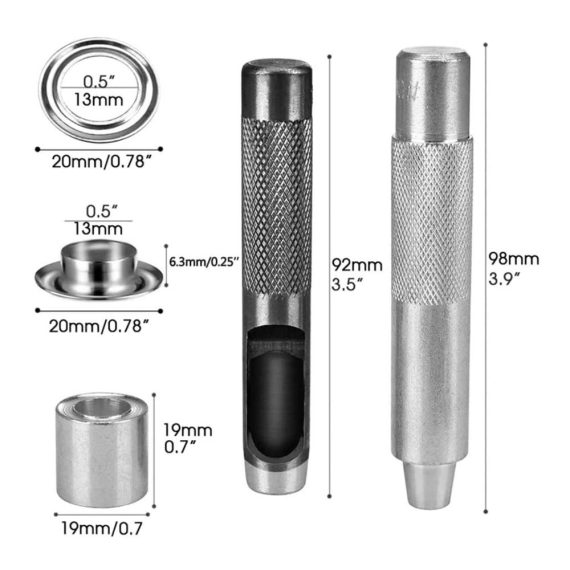 Grommet Werkzeug Kit - 120 Ösenzange Set mit Aufbewahrungsbox für Planen Papier Leder Stoff Vorhang - Professionelles Tüllen Grommet Einstell Werkzeug - Ideal für Poolabdeckungen