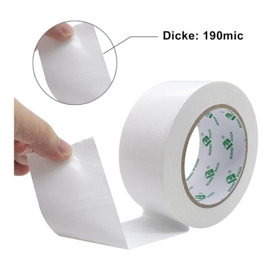Panzertape BOMEI PACK - Extra starkes Reparaturband 32m x 48mm Weiß 3 Rollen - Wasserdicht innen & außen gewebeverstärktes Klebeband
