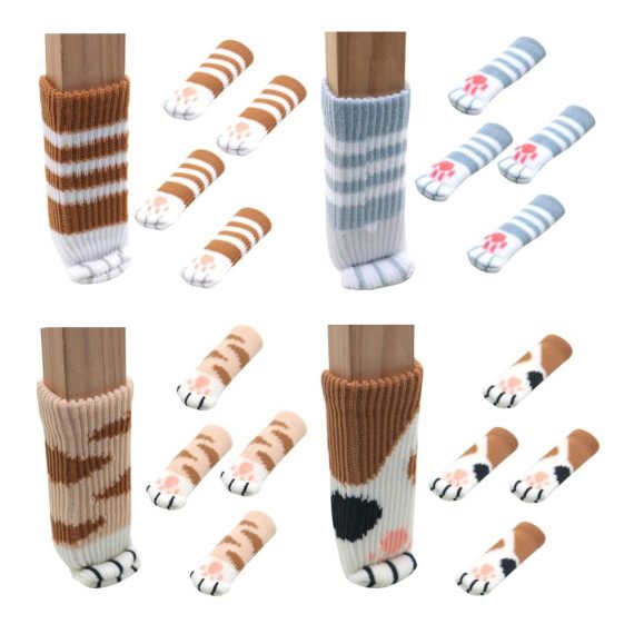 Möbelsocken Katze 16 Stück - Stuhlbeinkappen und Tischbeinschoner Set | Schutzkappen Keleily für Kratzfeste Geräuscharme und Elastische Stuhlbeinsocken | Ideal für Tisch Schreibtisch Sofa Bett Schrank Tür