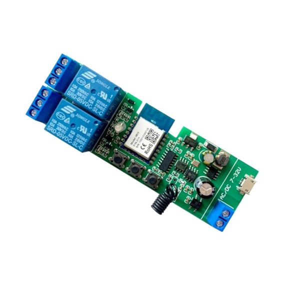 2-Kanal WiFi RF Wireless Switch Smart & Ferngesteuerte Stecker mit App-Steuerung für Zugangskontrolle Garagentor Alexa und Google Home Kompatibilität (Smart Life App und WIFI Bluetooth Relais