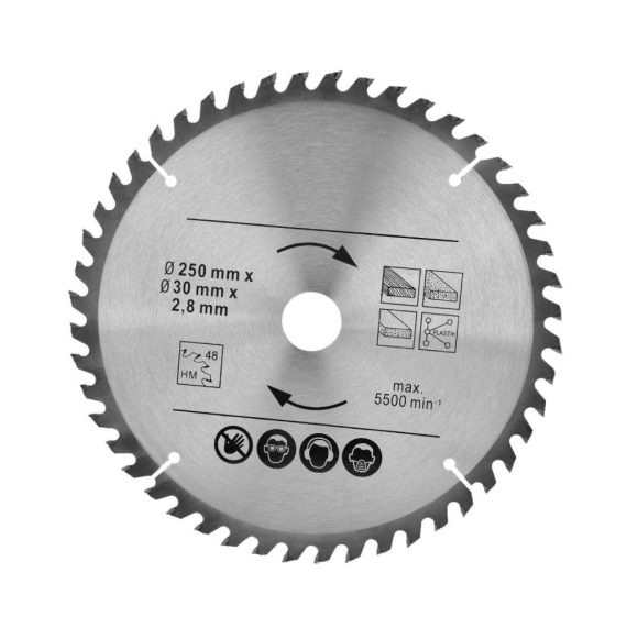 Hartmetall-Kreissägeblatt 250x30 mm für Holzschnitte – Vielseitiges Sägeblatt für Naturholz Hartholz und Weichholz mit unterschiedlichen Antrieben