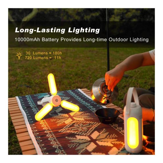 Campinglampe LED - Faltbare Laterne mit 10000mAh Notstrombank 720 Lumen 5 Lichtmodi Aufladbar - Perfekte Campingleuchte für Zelt Wandern Notfälle und Angeln