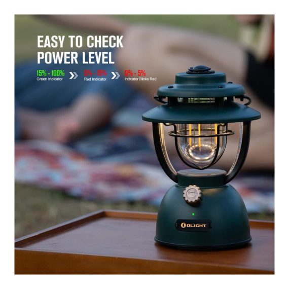 Retro-Stil LED Campinglaterne - Dimmbar USB Wiederaufladbar 300 LM Notstrombank - Halloween Deko Garten Camping - Kleegrün