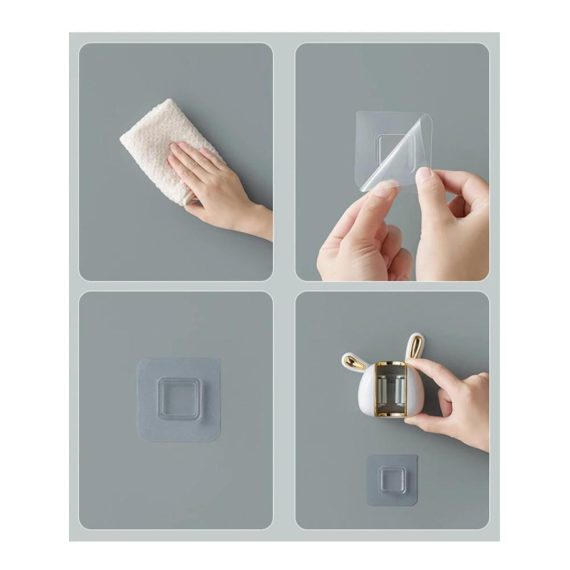 Wandmontage Mopphalter Set - 3 Stück Kaninchenförmig Badezimmer Besen Mopp Klemme Mehrzweckhaken für Mopp Lagerung Rack in Weiß