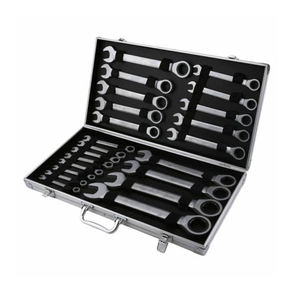 22-teiliger Ringmaulschlüssel Satz 6-32mm mit Gelenk Ratsche und Koffer - Professionelles Werkzeugset für effiziente Reparaturen und Montagen