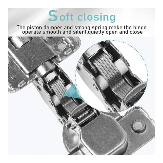 12er Set Soft-Close Falttürscharniere aus Kaltgewalztem Stahl - Nickelbeschichtetes Topfscharnier-Kit für Küchen- und Schranktüren (Standardgröße Abnehmbar
