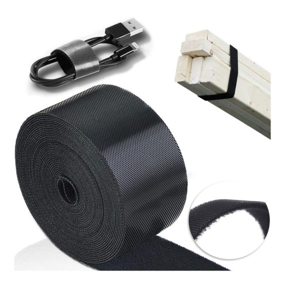 5M Klett-Kabelbinder Set | Wiederverwendbarer Klettverschluss für DIY & Ordnung im Haus und Büro - Kabelmanagement für Vorhang Handwerk & mehr