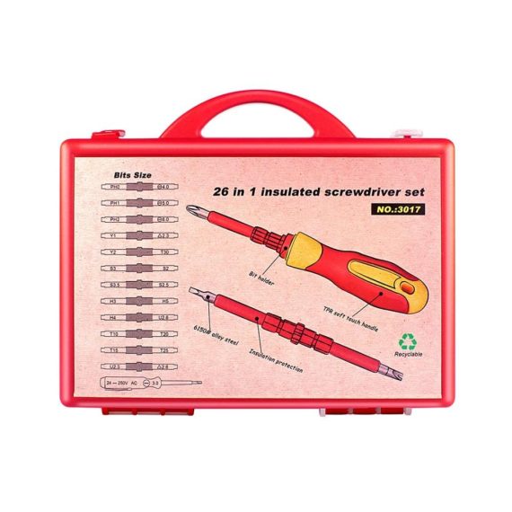 26-teiliges Elektriker-Schraubendreher-Set – Isoliertes 1000-V-Profiset inklusive Koffer