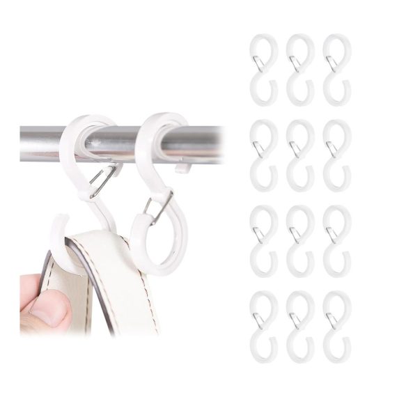 S-Haken 12er Set – Robuste S-förmige Haken für Kleiderstange Küche Bad Schlafzimmer Büro und Garten - Einhängen leicht gemacht mit Anti-Drop Aufhängesystem