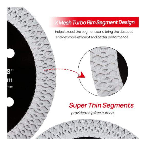 Diamant Kreissägeblätter 85mm 2-Pack – Präzises Schneiden von Porzellan Keramik Marmor Granit – X Mesh Segment – Arbor 10mm-15mm