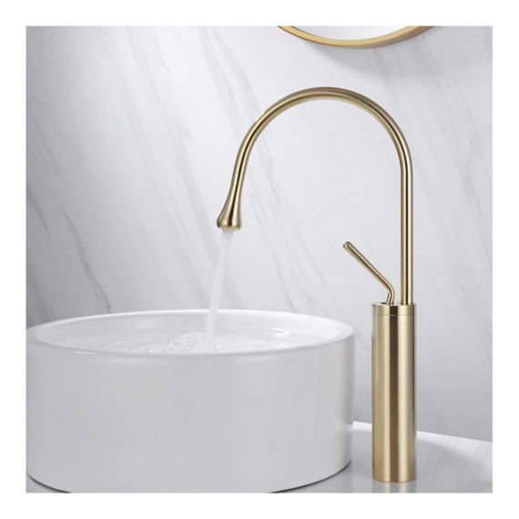 360° Rotating High-Arc Bathroom Faucet with Dual Hot and Cold Control - Copper Body in Refined Blue | Above Counter Basin Sink Tap