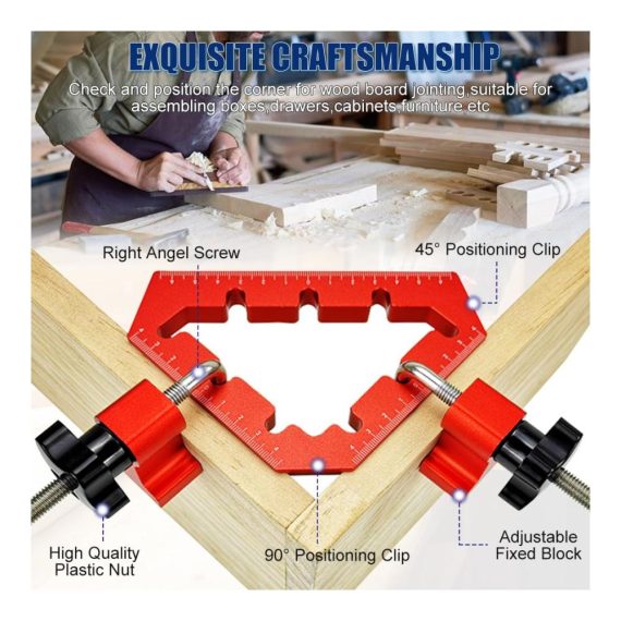Aluminium Winkelspanner Set - Präzise 45/90 Grad Positionierung rechtwinklige Klemmen für Holzbearbeitung Zimmermannswinkel aus hochwertiger Legierung für DIY Handwerk und Heimwerken