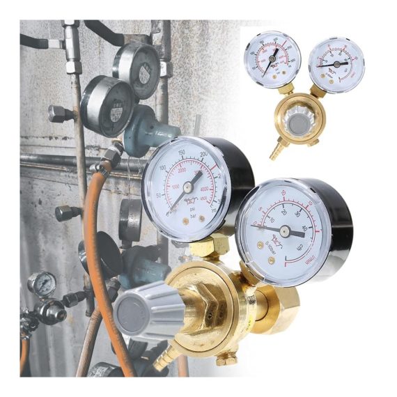 Gasschweißgerät Druckminderer mit Manometer – Präziser Argon/CO2 Inertgas-Druckregler für MIG/WIG/MAG Schweißgeräte Gasarmatur mit Schutzgasfunktion