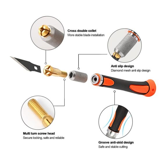 Cutter & Universalmesser Bastelmesser Set - Präzises Carving Craft Messer inkl. 10 Ersatzklingen Rostschutz-Ölfilm Softgriff - Ideal für Skulpturen Basteln & mehr