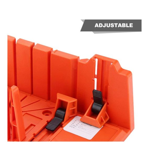 Fuchsschwänze Gehrungslade - Präzise Schneidlade mit Schneidewinkeln 0° 22.5° 45° und 90° - Gehrungslehre für Kunststoff- und Holzschnitte - 14 Zoll Handsäge mit Klemme für effiziente Beschneidungssäge