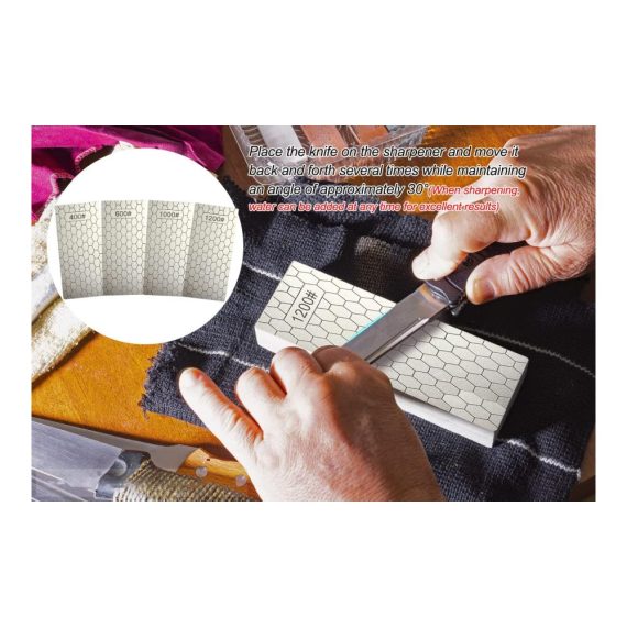Diamant Schleifsteine Set 4-teilig - Profi Abziehsteine 400/600/1000/1200 für Küchengeräte und Outdoor Präzise Schärfe für Messer und Werkzeuge