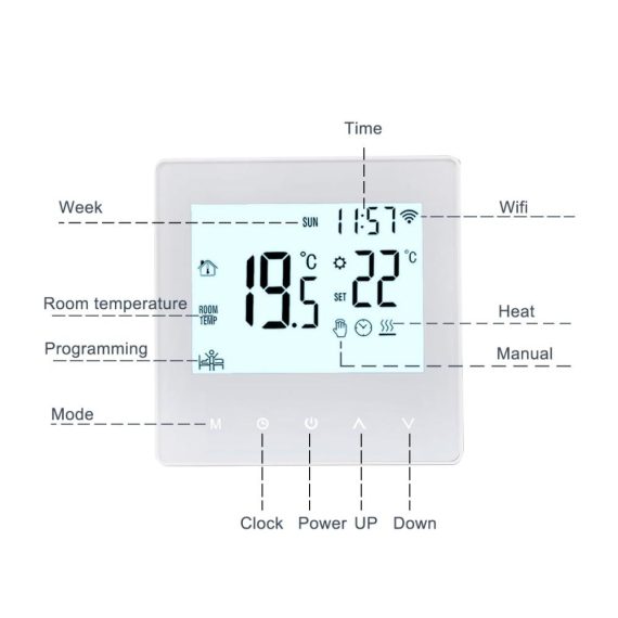 Decdeal WLAN Thermostat - Smartes Raumthermostat für programmierbare Fußbodenheizung (230V LCD 3A) - Steuerbar mit Tuya App (weiß