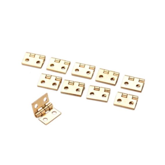 10 Mini-Scharniere aus Messing – Ideale Dekoration für Schmuck-Holzkisten Schränke und Puppenhaus-Möbel – Inklusive Nägel für einfache Montage