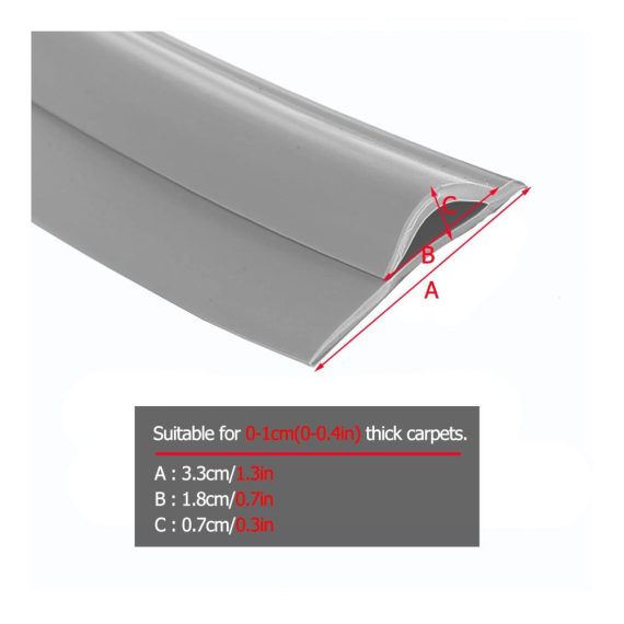 Selbstklebendes Teppichkantenband - Flexibles PVC Schneidbar Teppichumrandung für Fußmatten - Grau - 2000 cm - Ideal für Teppich-zu-Fliesen/Fliesen-zu-Teppich