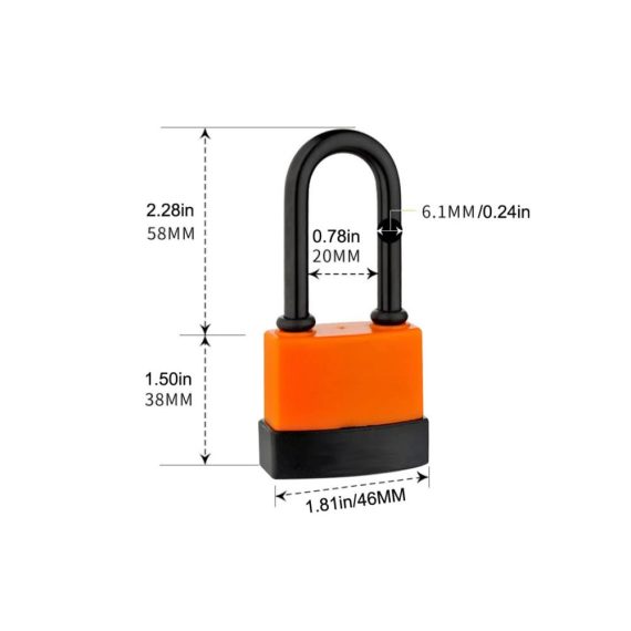 Wasserdichtes Vorhängeschloss mit 45mm langem Bügel - Ideal für Gym Locker Schule Garage Zaun und Schuppen - Inklusive 3 Schlüssel