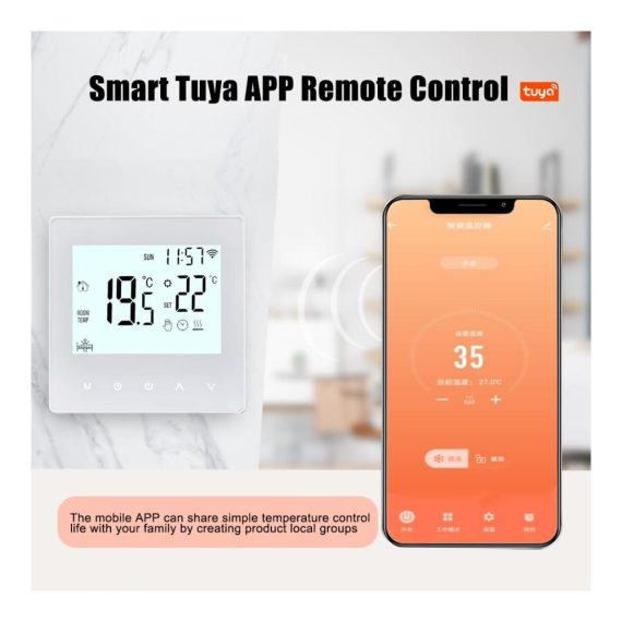 Decdeal WLAN Thermostat - Smartes Raumthermostat für programmierbare Fußbodenheizung (230V LCD 3A) - Steuerbar mit Tuya App (weiß